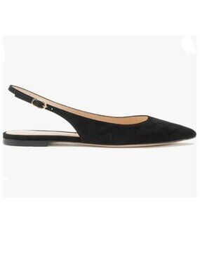 FOWT Black Pointy Toe Buckle Ballet Flat adjustable Back Strap Dressy Shoes